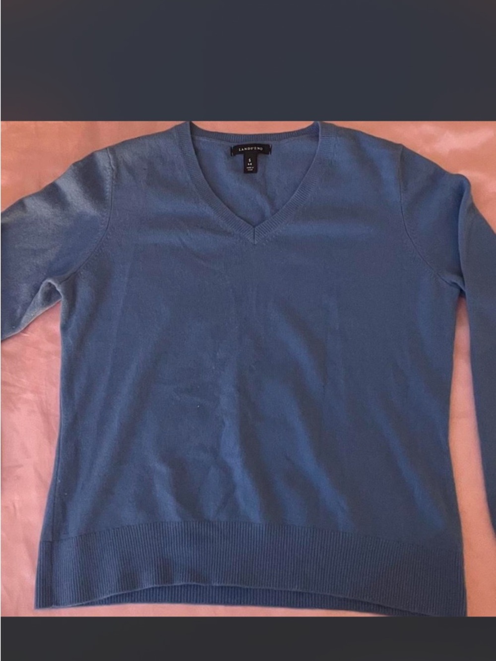 Lands' End Women's Blue V-Neck Sweater